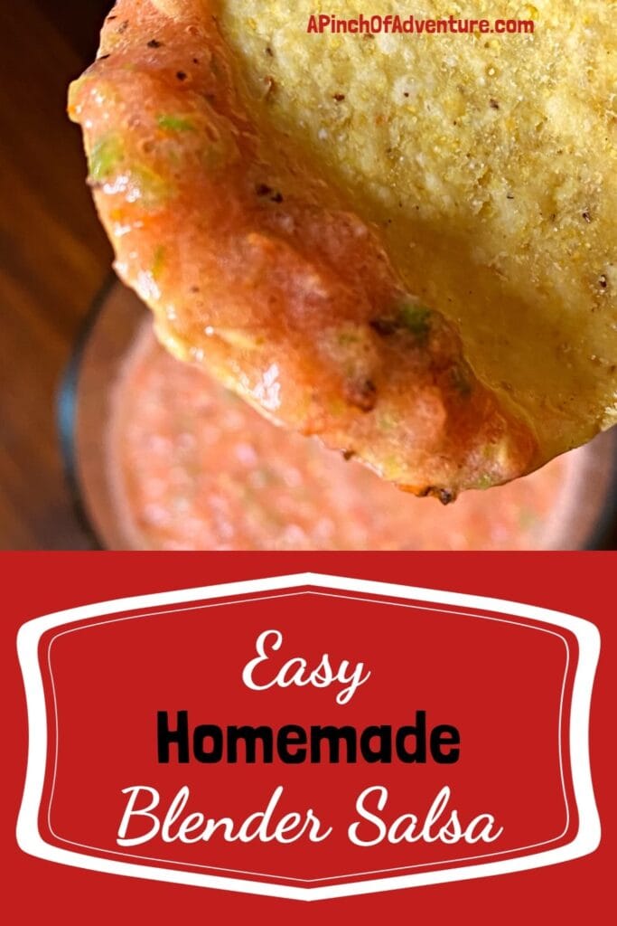 This is the BEST homemade and authentic salsa recipe made with fresh tomatoes and hot peppers. This is a blender salsa, so its very fast and easy. Charring the tomatoes is the key to flavor in this unique salsa roja recipe. It's perfect for a party appetizer or for a healthy snack. -APinchOfAdventure