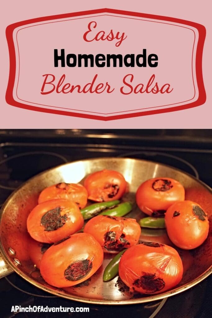 This is the BEST homemade and authentic salsa recipe made with fresh tomatoes and hot peppers. This is a blender salsa, so its very fast and easy. Charring the tomatoes is the key to flavor in this unique salsa roja recipe. It's perfect for a party appetizer or for a healthy snack. -APinchOfAdventure
