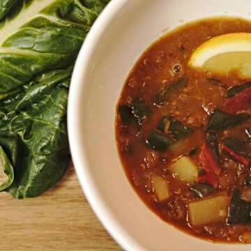 Mediterranean Lentil Soup with Swiss Chard