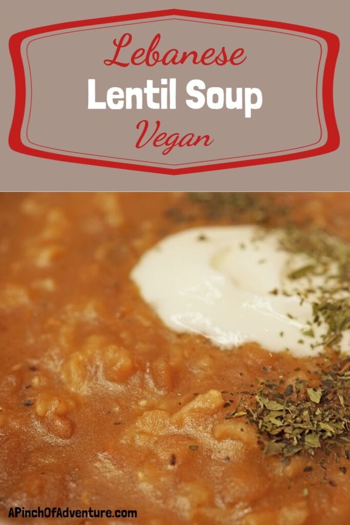 Savory lentils cooked with caramelized onions, rice and spices is the most delicious vegan recipe. This cuisine, originating in Lebanon, this dish is known as "Poor Man's Soup." This recipe is vegan, healthy and great for the Mediterranean diet. The perfect idea for brown lentils with a deep rich flavor. #vegetarian #healthymeal #healthyrecipe #Lebanesefood #lentilsoup #meatless #lent