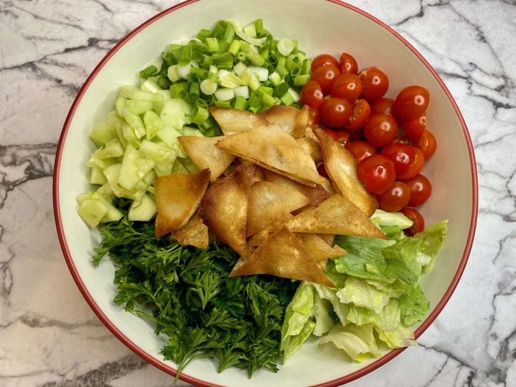 Lebanese Fattoush with Mediterranean salad dressing recipe