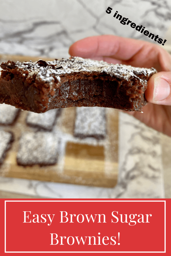 This is a 5 ingredient dessert recipe and it so easy! These chewy brownies from scratch are the best homemade brownies and it is an easy brownie recipe. Brown sugar brownies are simple fudgy brownies and they are the best brownies EVER