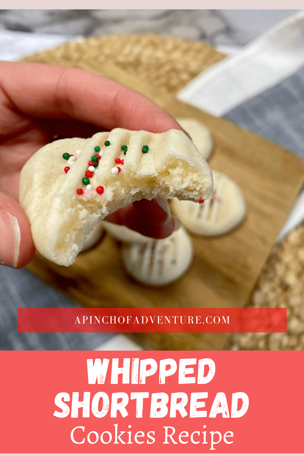 These are the best whipped shortbread cookies and are made with only 4 ingredients. These easy shortbread cookies with cornstarch are made with salted butter and powdered sugar. These are the best Christmas cookies for a Christmas cookie platter or exchange or they are also perfect for baby showers and birthday parties. Make these easy shortbread cookies with sprinkles for the holidays! Melt in your mouth sugar cookies are the best